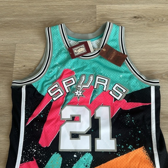 Mens Mitchell & Ness NBA HYPER HOOPS SWINGMAN JERSEY - SPURS 1998 TIM DUNCAN - Picture 6 of 7